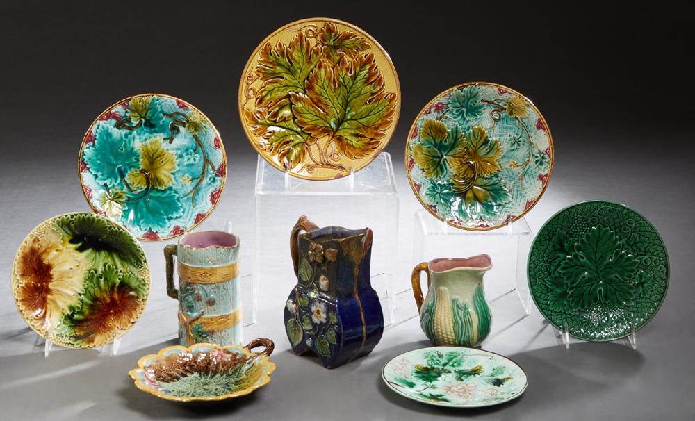 Group of Ten Pieces of French Majolica, 19th c., (1 of 1)