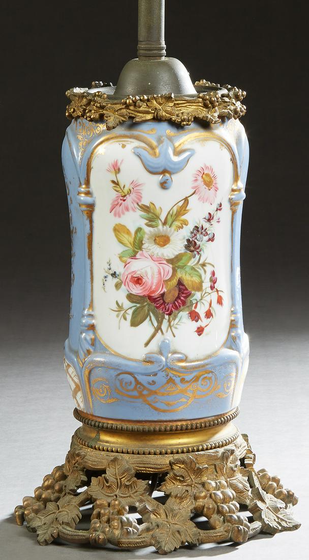 French Porcelain and Bronze Lamp, 19thc., probably Old (1 of 3)