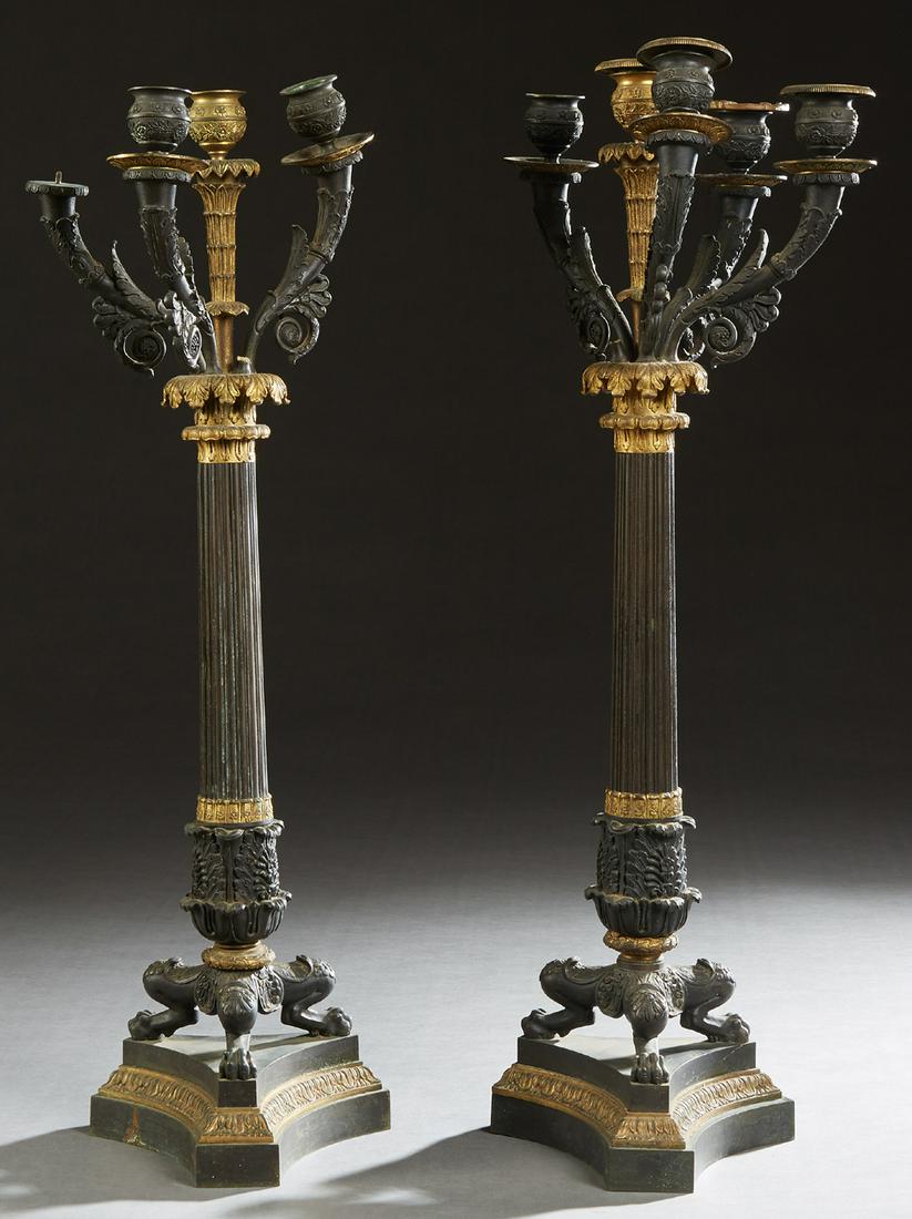 Pair of Empire Style Patinated and Gilt Bronze Six (1 of 1)