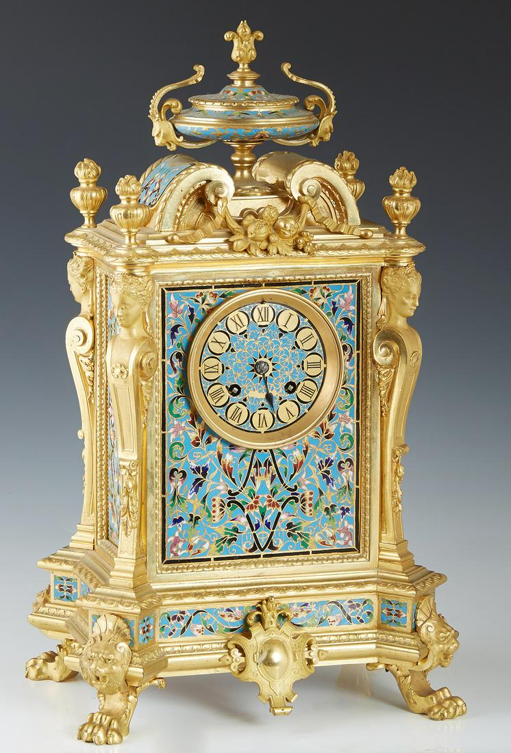 French Louis XVI Style Gilt Bronze and Cloisonne Mantle (1 of 2)