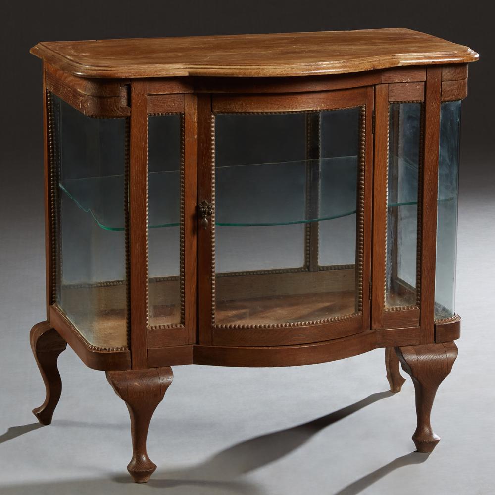 Carved Oak Bowfront Tabletop Display Case, early 20th (1 of 1)