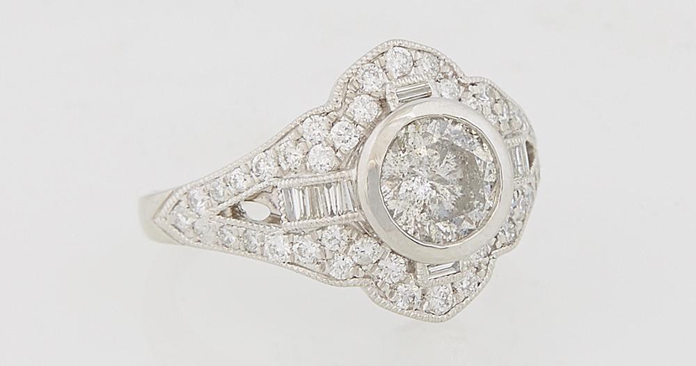 Lady's Platinum Dinner Ring, with a central 1.05 carat (1 of 1)