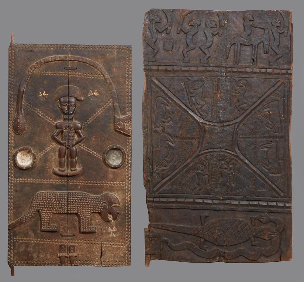 Two West African Carved Wood Granary Doors, early 20th (1 of 1)