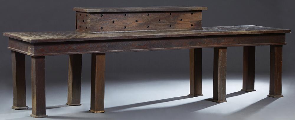 Unusual Cypress Ribbon Wrapping Table, early 20th c., (1 of 1)