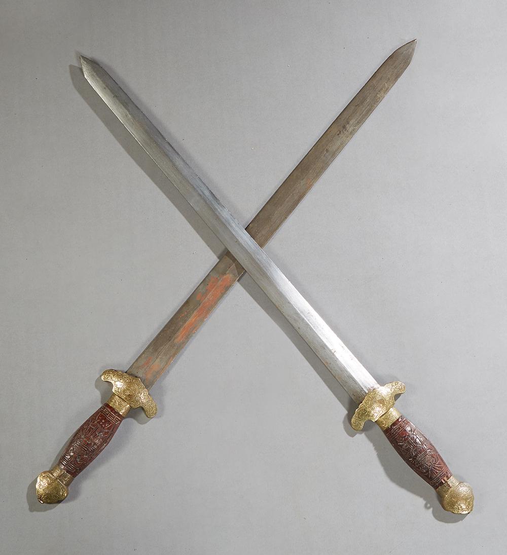 Unusual Wood, Brass and Steel Double Sword, 20th c., in (1 of 4)