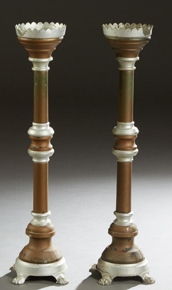 Pair of Metal Altar Candlesticks, early 20th c., the (1 of 1)