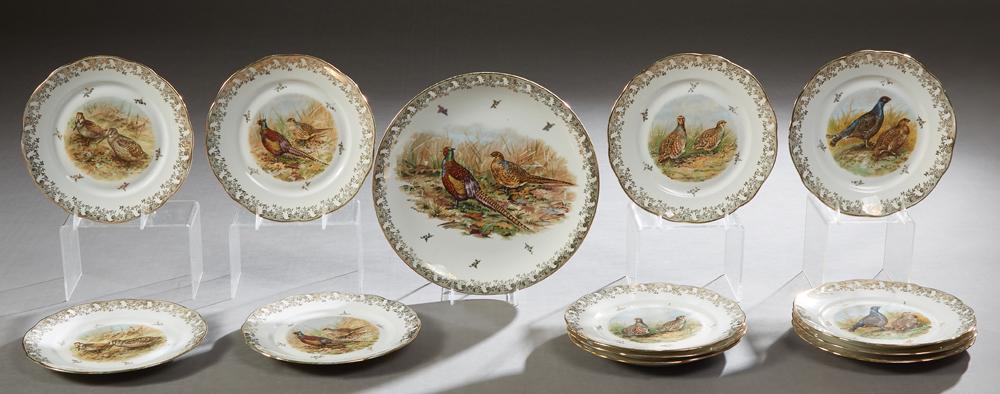 13 Piece Limoges Porcelain Game Set, 20th c., with gilt (1 of 2)