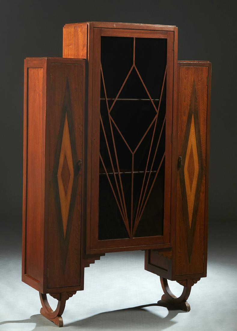 English Art Deco Mahogany and Oak Bookcase, 20th c., (1 of 13)
