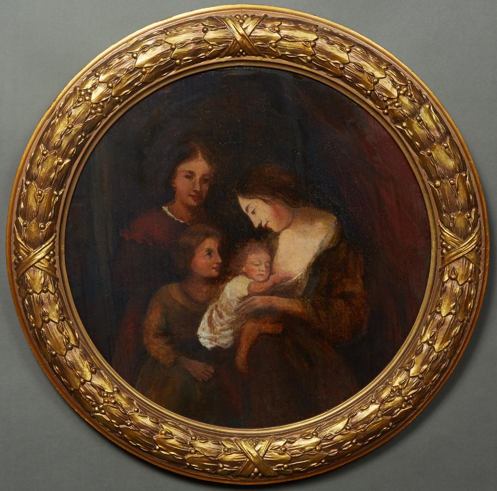 Continental School, "Mother and Child," 19th c., oil on (1 of 3)