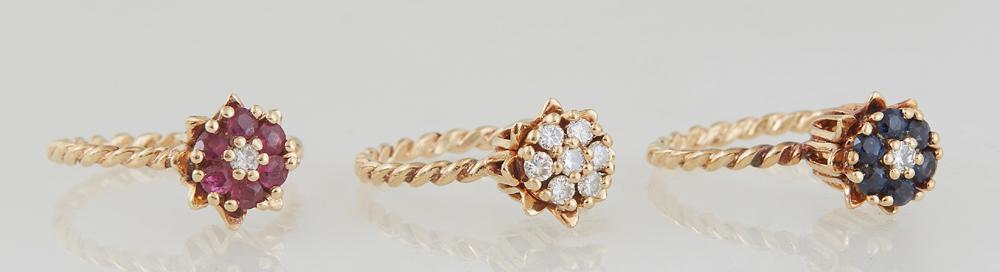 Group of Three Vintage Lady's 18K Yellow Gold Floriform (1 of 1)