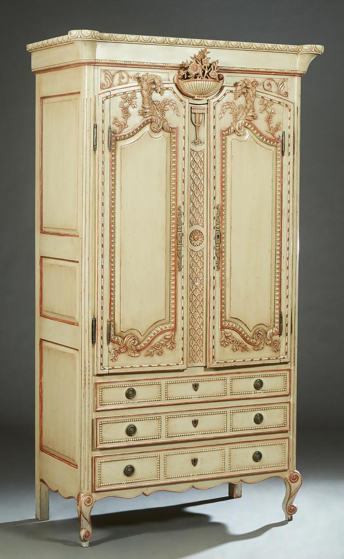 French Louis XV Style Polychromed Armoire, early 20th (1 of 1)