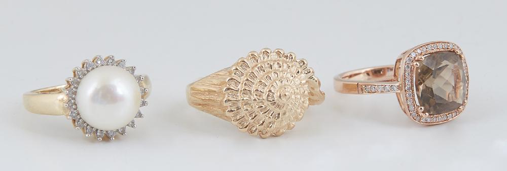 Three Vintage 14K Gold Rings, consisting of a rose gold (1 of 1)