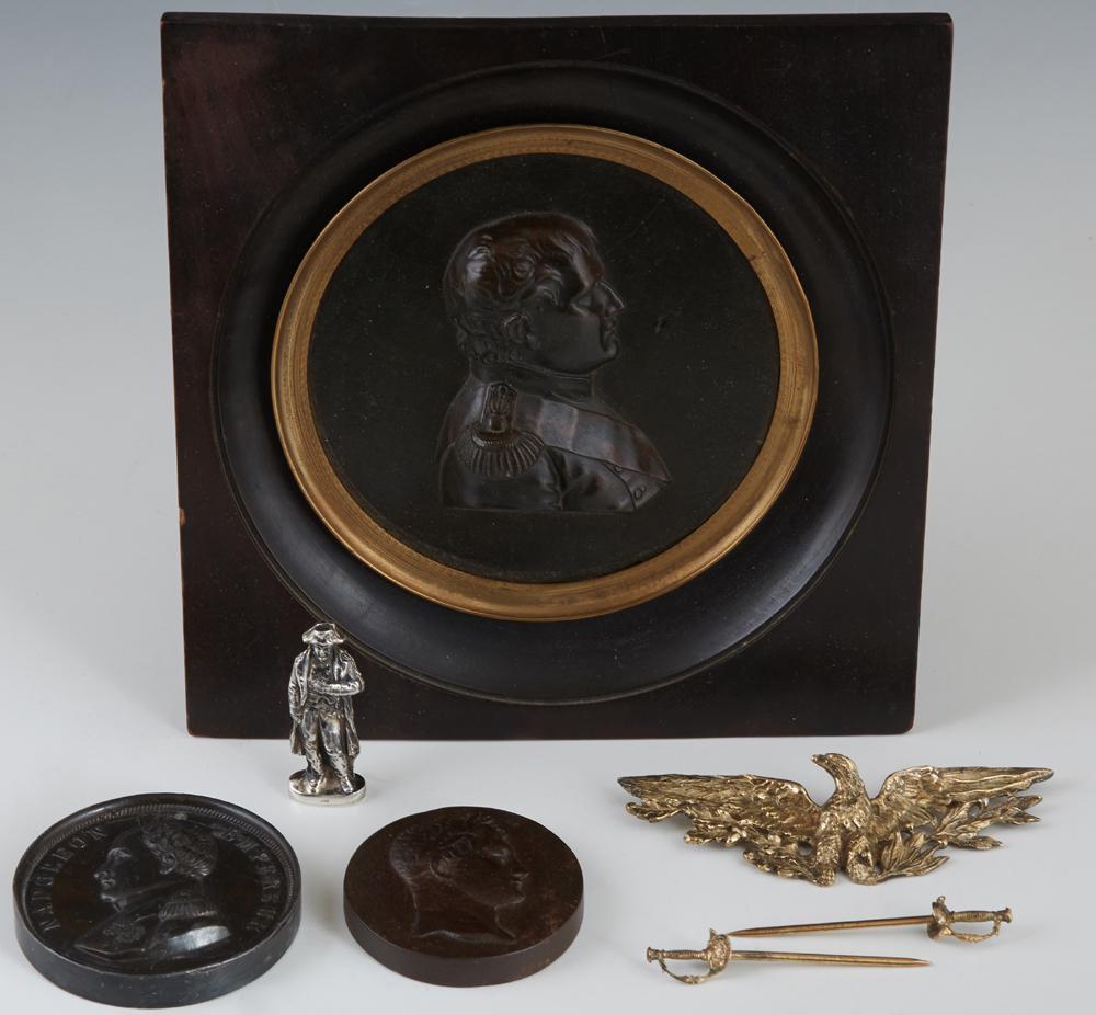 Group of Seven Napoleonic Items, consisting of a bronze (1 of 2)