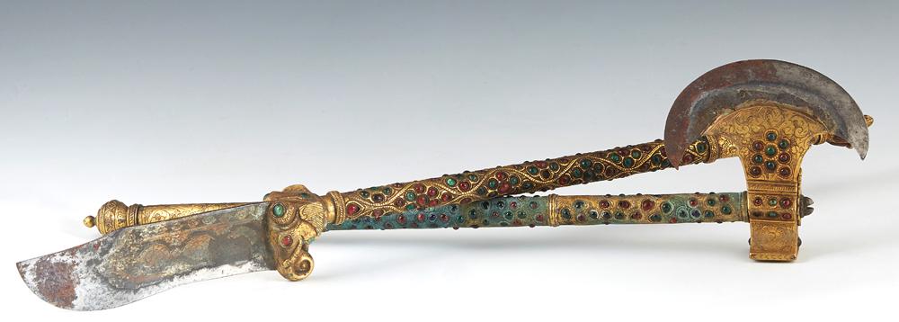 Two Tibetan Bronze Buddhist Ritual Weapons, 19th c., (1 of 2)