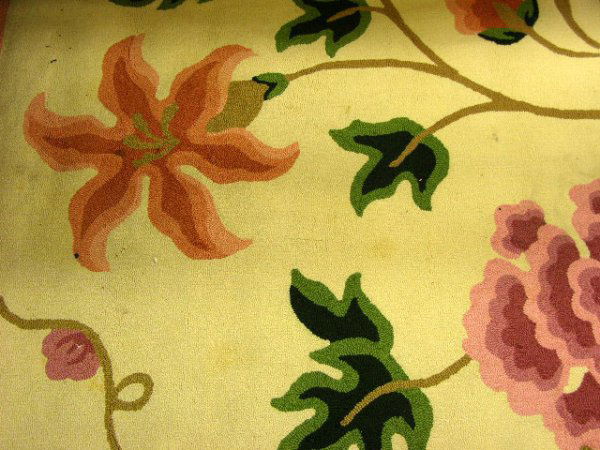 Edward Fields Wool Carpet, with large floral and l: Edward Fields Wool Carpet, with large floral and leaf designs, 9' 9 x 13' 9.