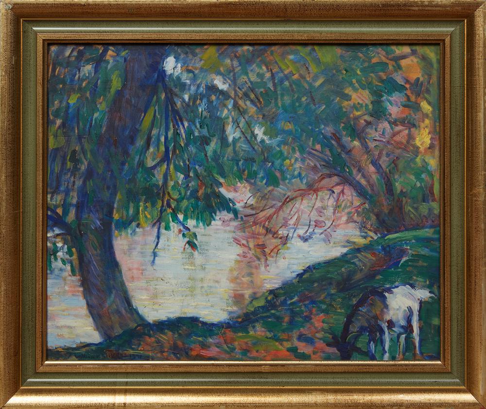 William Malherbe (1884-1951, French), "Goat at a Pond," (1 of 3)