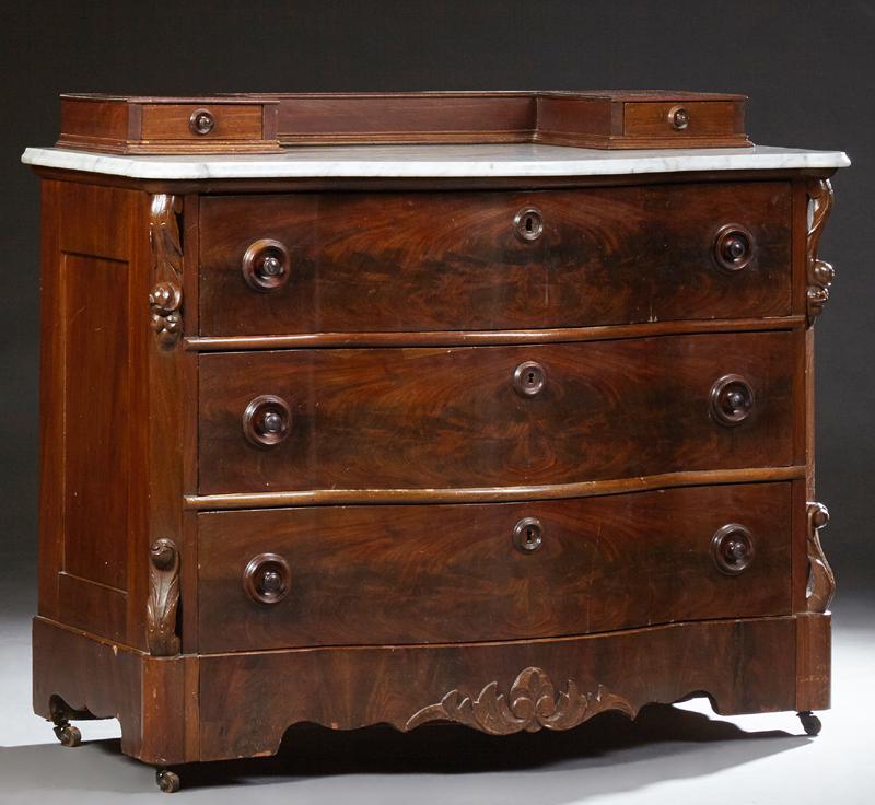 American Rococo Carved Mahogany Bowfront Marble Top (1 of 1)