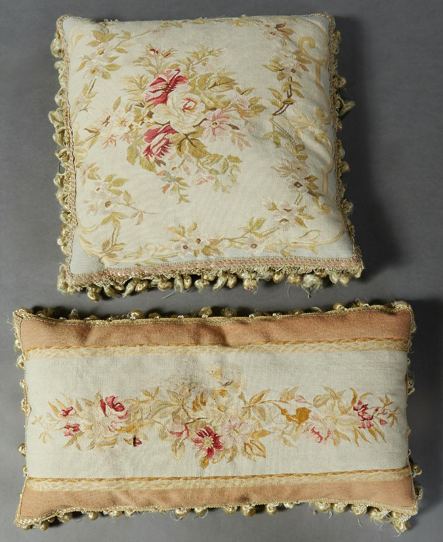 Two Aubusson Covered Silk Pillows, 20th c., with (1 of 1)
