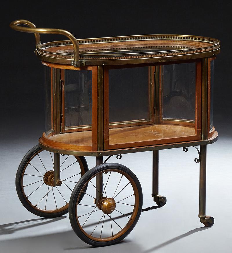 English Style Brass and Glass Dessert Trolley, early (1 of 1)