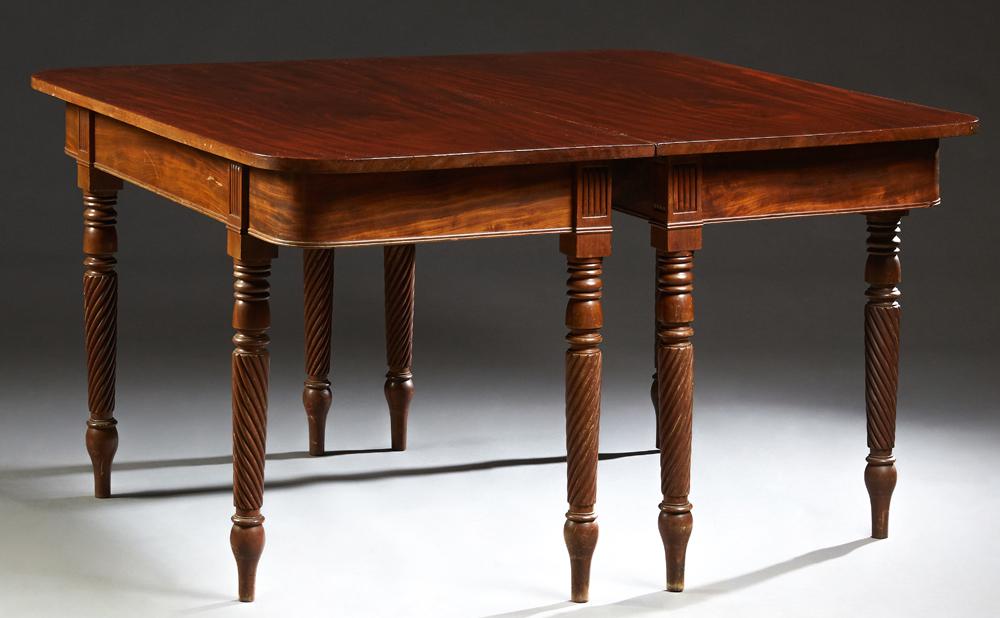 American Carved Mahogany D- End Dining Table, 19th c., (1 of 2)