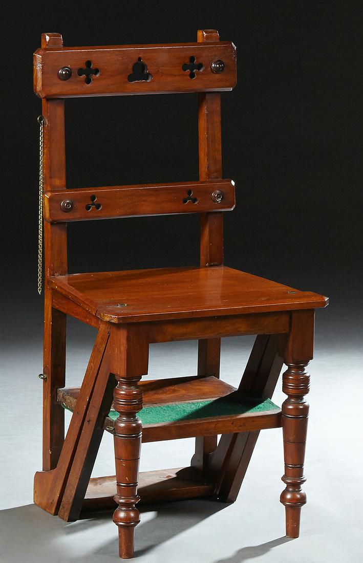 English Metamorphic Walnut Library Chair, 19th c., the (1 of 2)