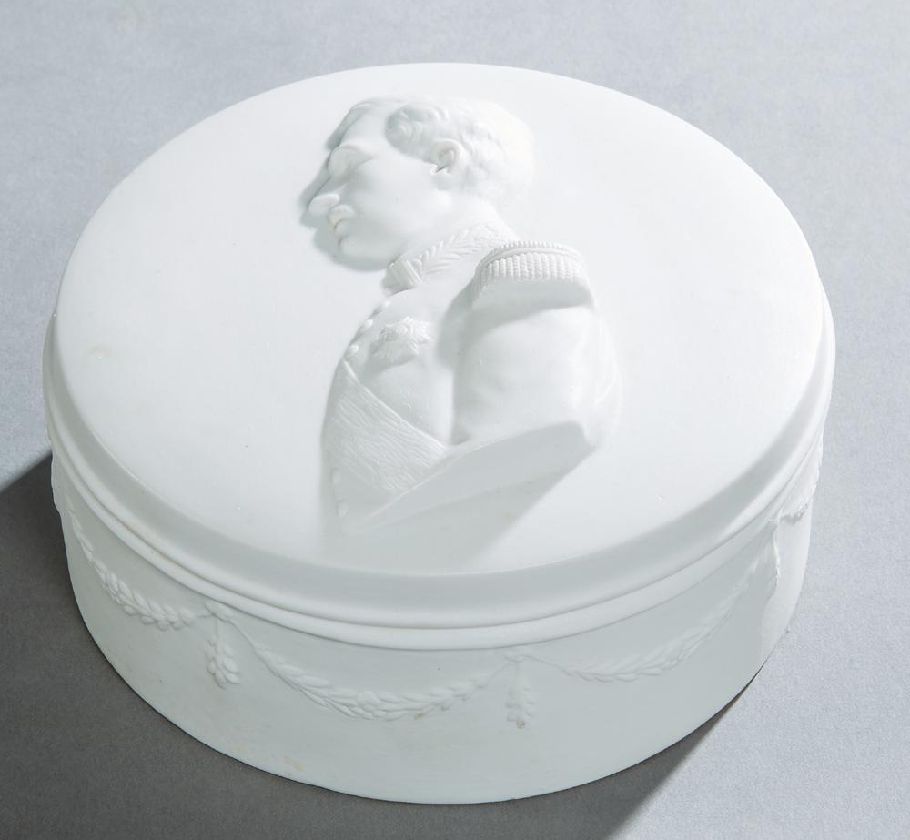 Circular Parian Covered Dresser Box, late 19th c., the (1 of 2)