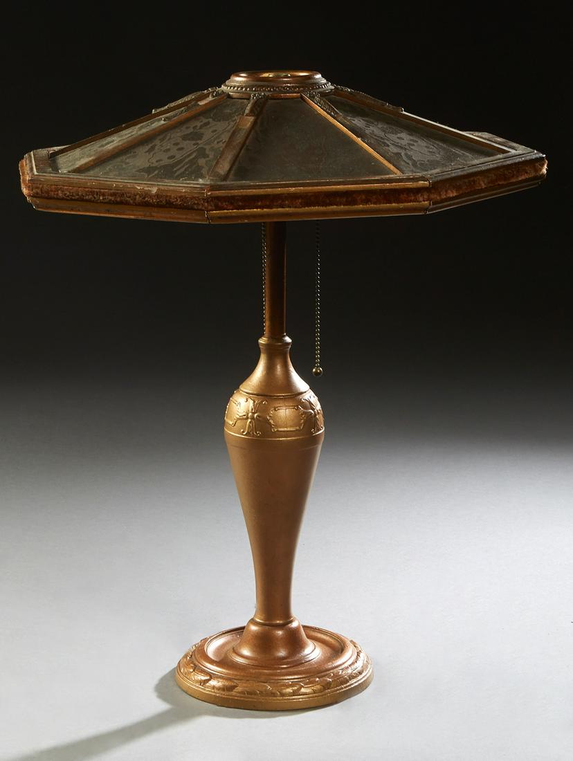 American Gilt Spelter Table Lamp, c. 1920, with a (1 of 3)