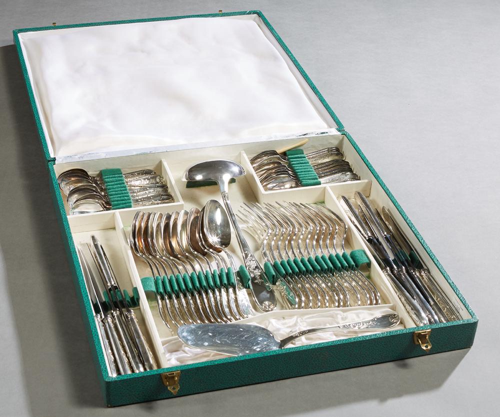 French Sixty-Two Piece Set of Silverplated Dinnerware, (1 of 4)