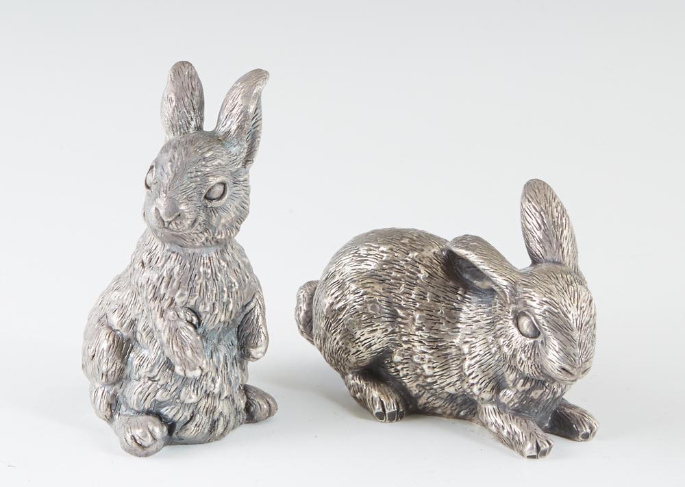 Luchessi Faro, "Sterling Rabbit Figures," 20th c., (1 of 2)