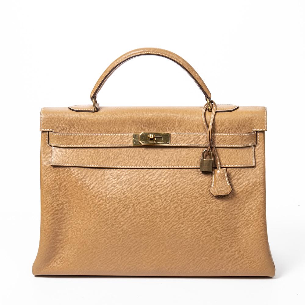 Hermes Kelly Retourne 40 Handbag, c. 1986, in natural (1 of 9)