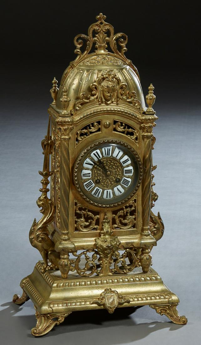 French Gilt Bronze Louis XV Style Mantel Clock, 19th (1 of 3)