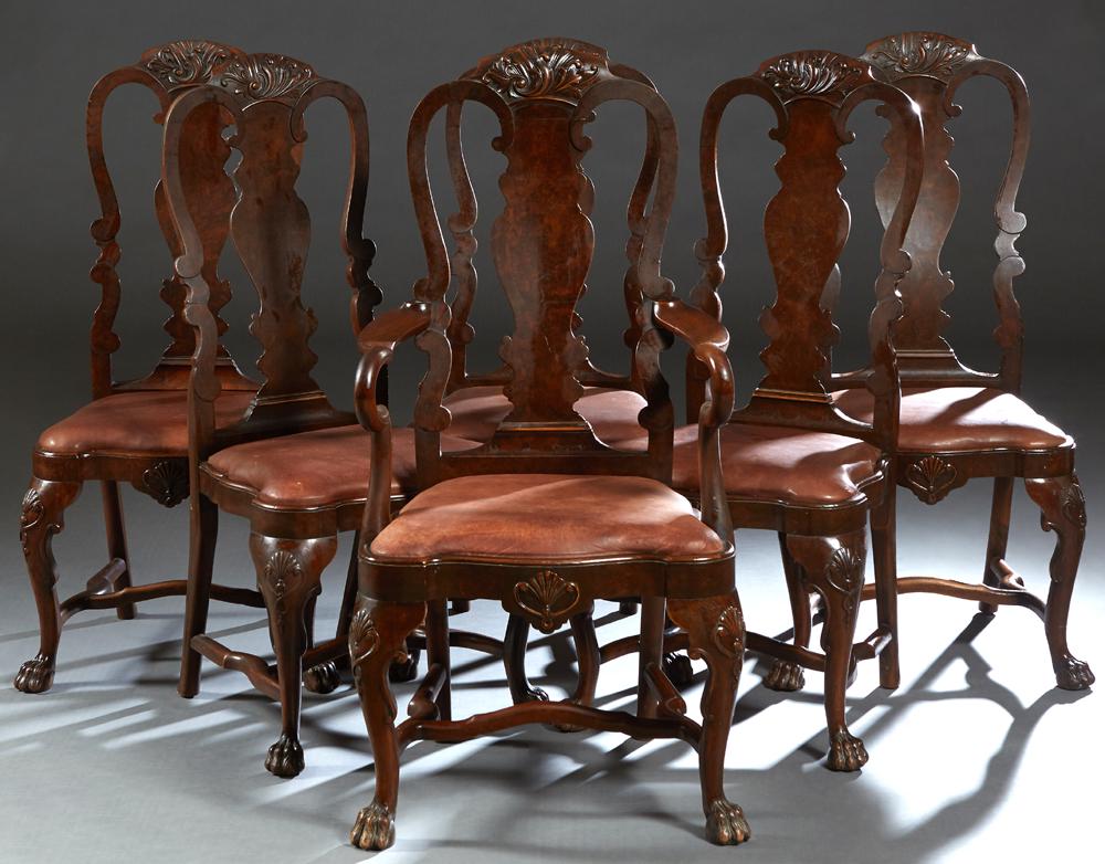 Set of Six (5+1) Dutch Walnut Queen Anne Chairs, late (1 of 1)