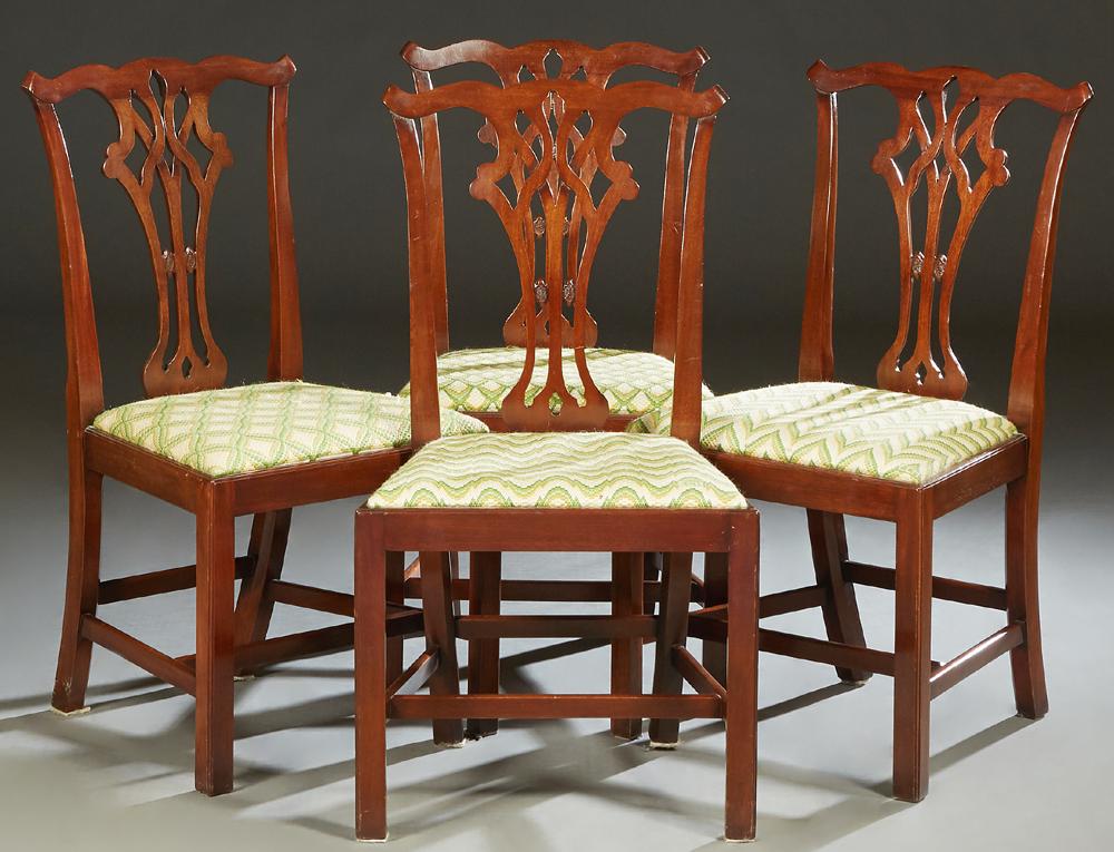 Set of Four English Carved Mahogany Chippendale Style (1 of 1)
