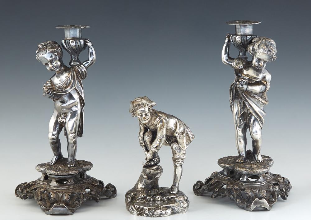 Pair of Silverplated Figural Candlesticks, late 19th (1 of 1)