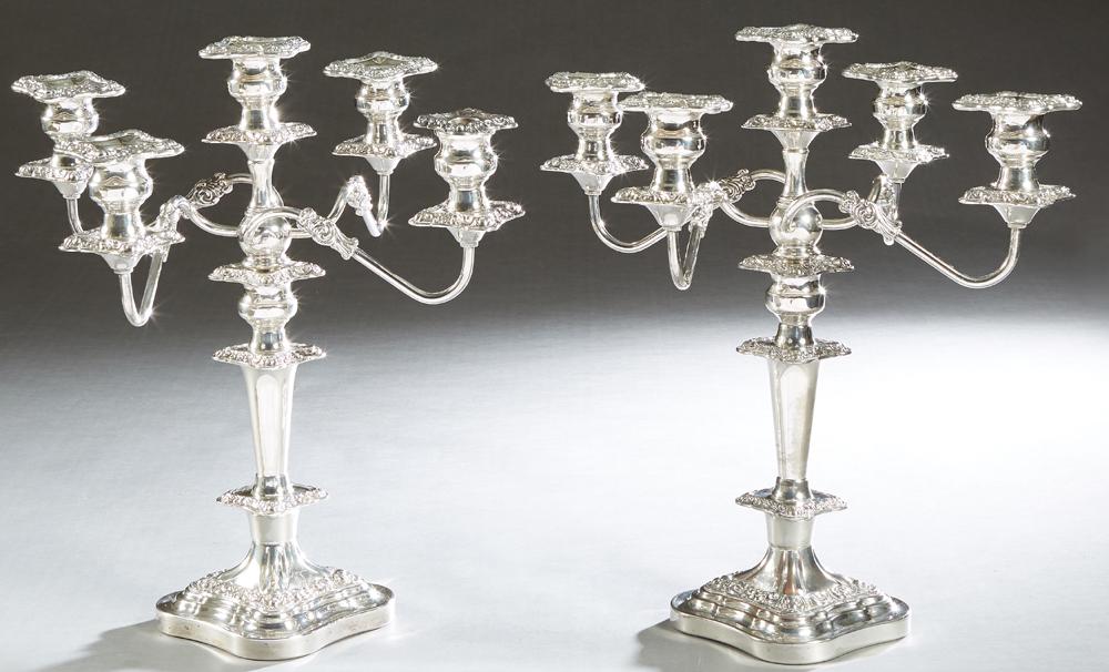 Pair of Ornate Georgian Style SIlverplated Five Light (1 of 3)