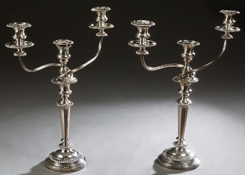 Pair of Georgian Style Silverplated Three Light (1 of 1)
