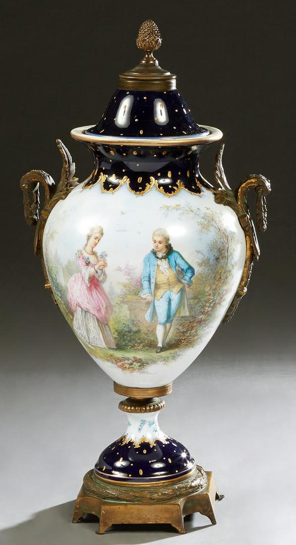 Large Sevres Style Covered Porcelain Bronze Mounted (1 of 11)