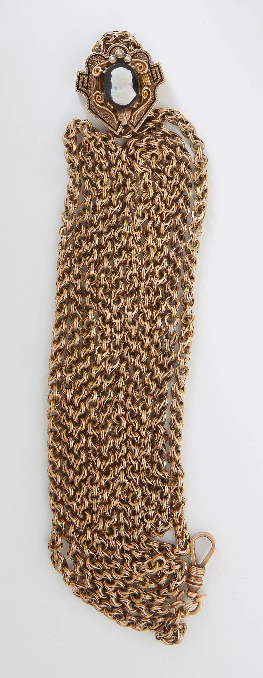 Victorian Gold Filled Cameo Necklace/Watch Chain, late (1 of 2)