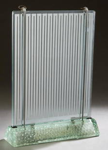 Rene Andre Coulon/ Saint Gobain, "Art Deco Electric: Rene Andre Coulon/ Saint Gobain, "Art Deco Electric Radiator," (Radiaver), 20th c., with metal filaments within glass panels, on an illuminated cast glass base, introduced at the 1937 Paris Exhibition