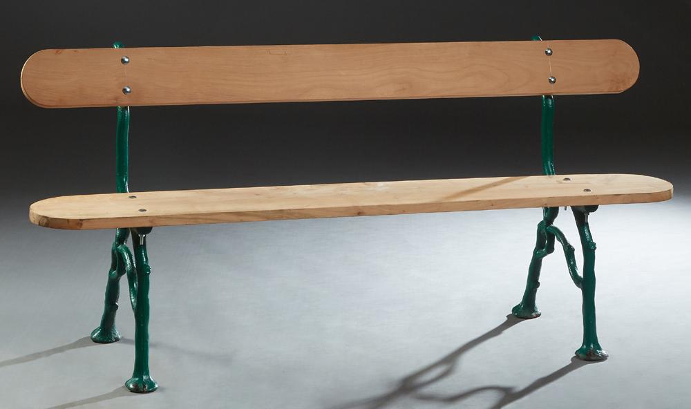 Cast Iron Carved Cherry Outdoor Bench, early 20th c., (1 of 1)