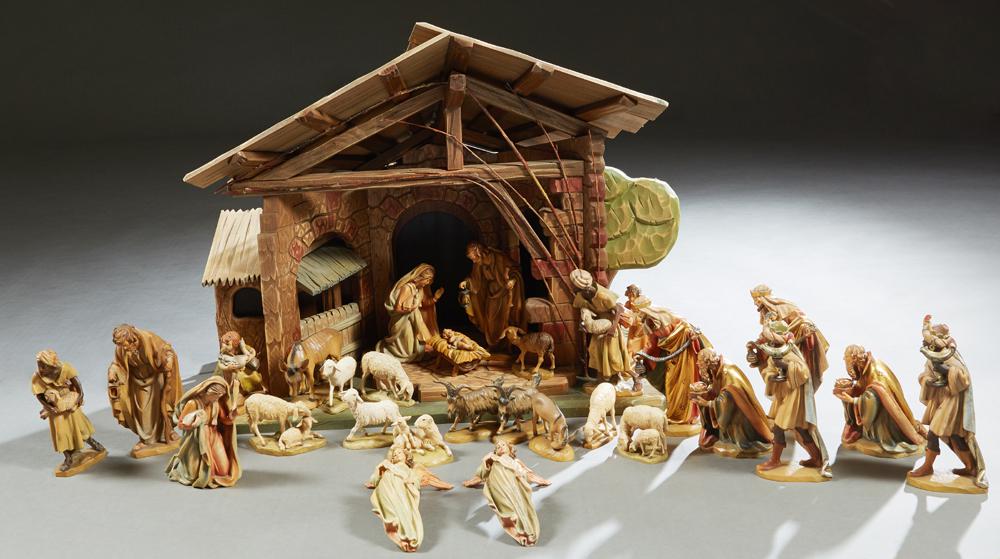 Thirty Piece Carved Wood Anri Nativity Set, 20th c., (1 of 2)