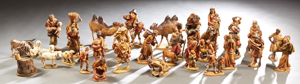 Large Thirty-two Piece Carved Wood Anri Nativity Set, (1 of 2)