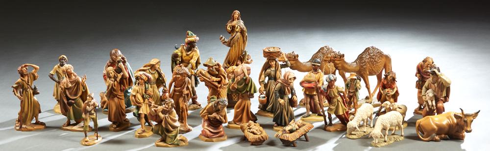 Large Group of Thirty-One Anri Carved Wood Nativity (1 of 2)