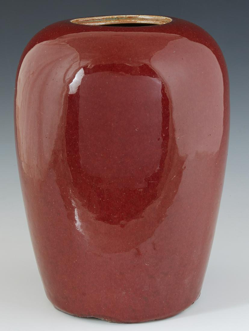 Chinese Oxblood Baluster Earthenware Jar, of tapered (1 of 9)
