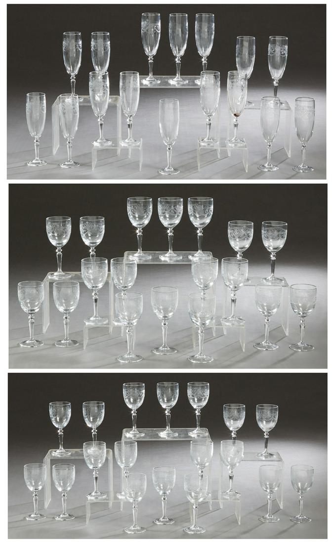 Seventy Piece Set of Etched Crystal Stemware, early (1 of 5)