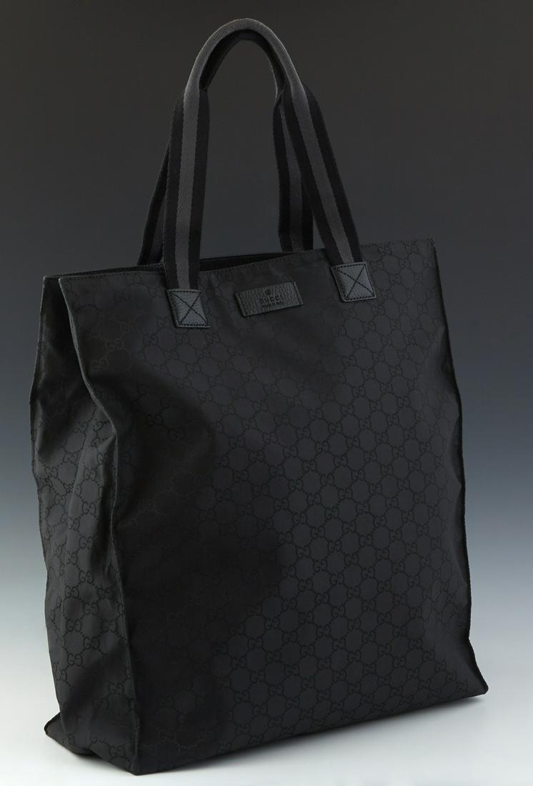 Gucci Large Shopping Tote, in black monogrammed nylon (1 of 3)