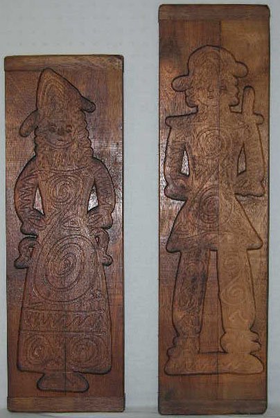 Pair of Large Dutch Carved Mahogany Cookie Molds, : Pair of Large Dutch Carved Mahogany Cookie Molds, 20th c., H.- 32 1/4 in., W.- 8 1/2 in.