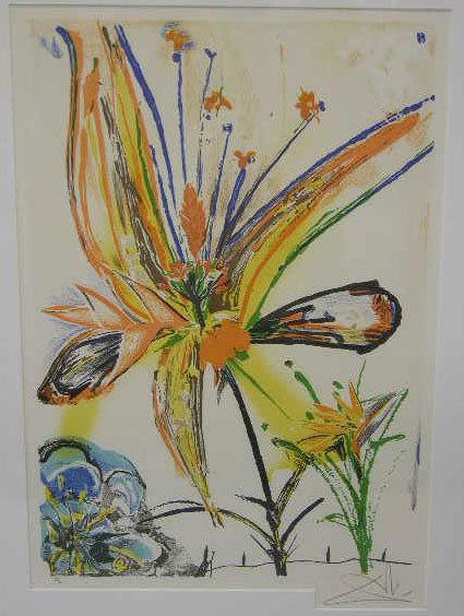 Salvador Dali, "Bird of Paradise," 1980, print, 9: Salvador Dali, "Bird of Paradise," 1980, print, 92/300, pencil numbered l.l. margin, pencil signed l.r. margin, verso with a COA from Austin Galleries, framed, H.- 23 1/2 in., W.- 16 in.