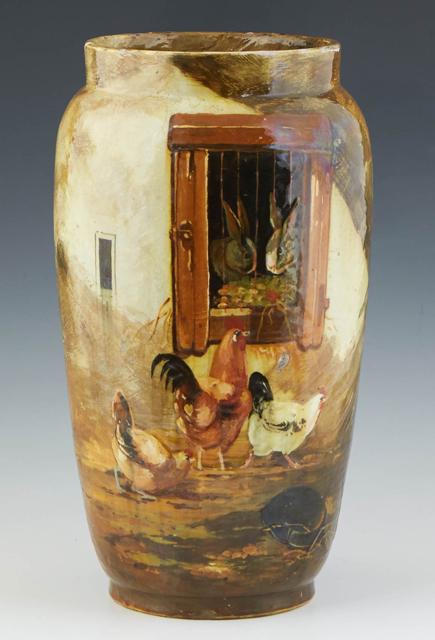 French Hand Painted Ceramic Baluster Vase, early 20th (1 of 3)