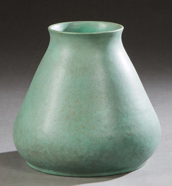 Teco Pottery Green Glazed Ceramic Baluster Vase, early (1 of 2)